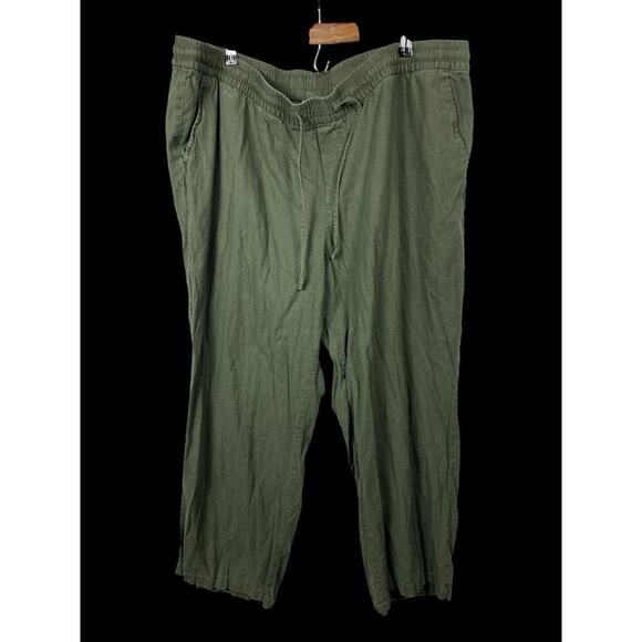 Old Navy Linen Blend Pants XXL 2X Womens Pull On Loose Leg Green Resort Wear - Picture 4 of 8